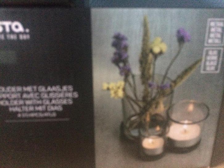 Nieuw Gusta 2 stuks windlicht waxinelichthouder 4-delig, Huis en Inrichting, Woonaccessoires | Kandelaars en Kaarsen, Zo goed als nieuw