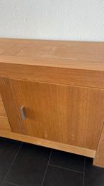 Dressoir, Gebruikt, Strak design, gefineerd eiken. Greepjes aluminium., Ophalen of Verzenden, 200 cm of meer