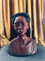 Hardhouten buste Javaanse vrouw, Antiek en Kunst, Kunst | Beelden en Houtsnijwerken, Ophalen