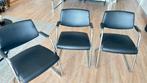 Italiaanse Design Stoelen - Leer & Chroom, Huis en Inrichting, Ophalen, Drie, Zwart, Leer