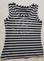 Hemd tshirt strepen zwart zilver grijs glitters xs s kroon, Verzenden, Zwart, Zo goed als nieuw, Zonder mouw