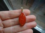 mooie echt zilveren hanger met rood/oranje steen gemerkt, Ophalen of Verzenden, Zo goed als nieuw, Oranje, Zilver