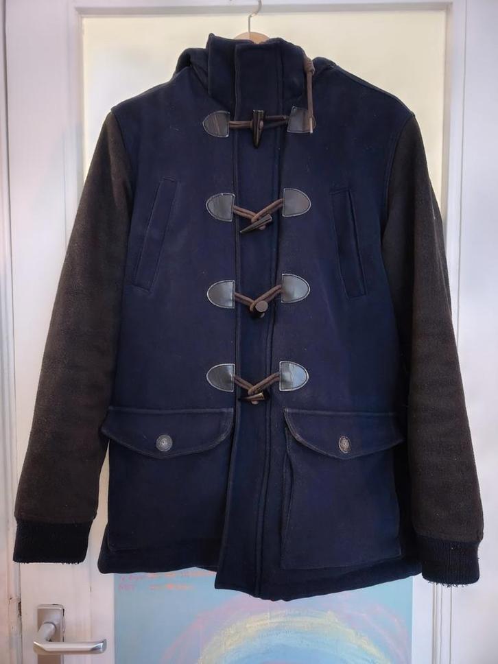 Soho Donker blauwe Heren houtje touwtje / duffel winterjas L, Kleding | Heren, Jassen | Winter, Gedragen, Maat 52/54 (L), Blauw