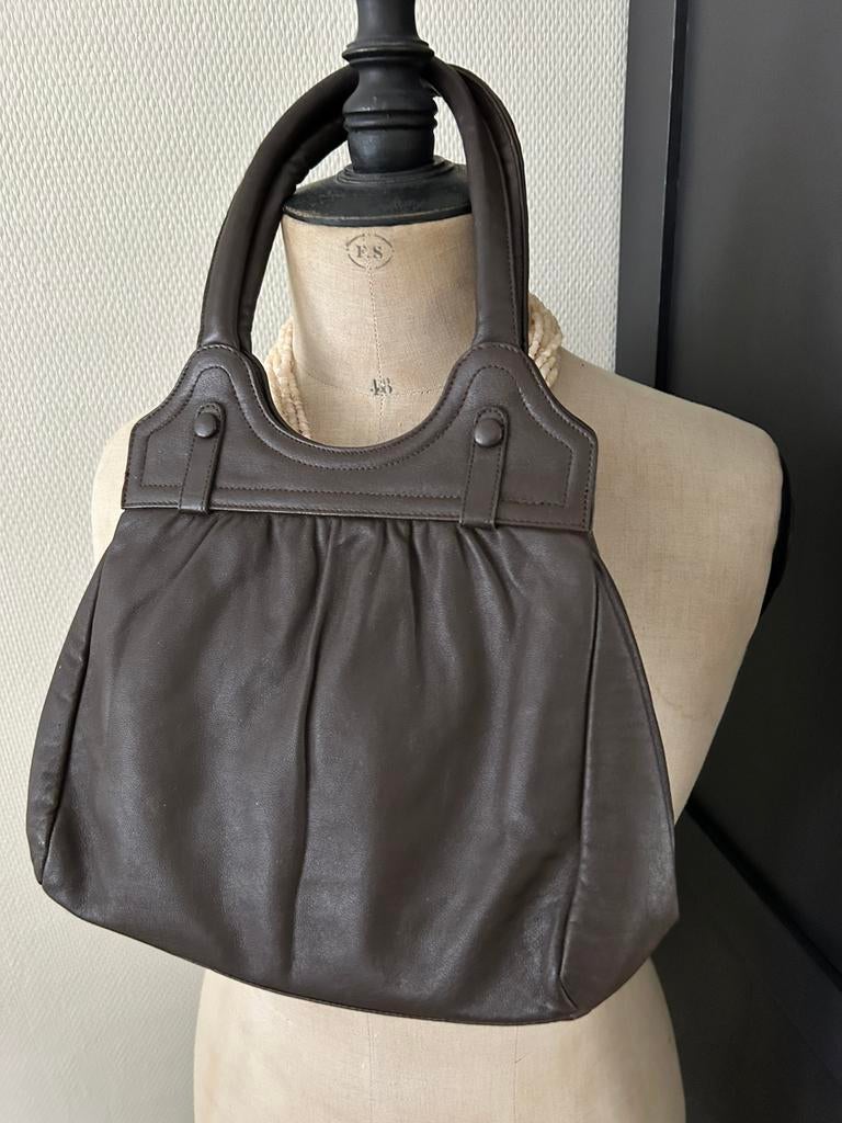 2 MOOIE OUDE LEREN TASJES JAREN 50/60 …., Antiek en Kunst, Ophalen of Verzenden, Dames