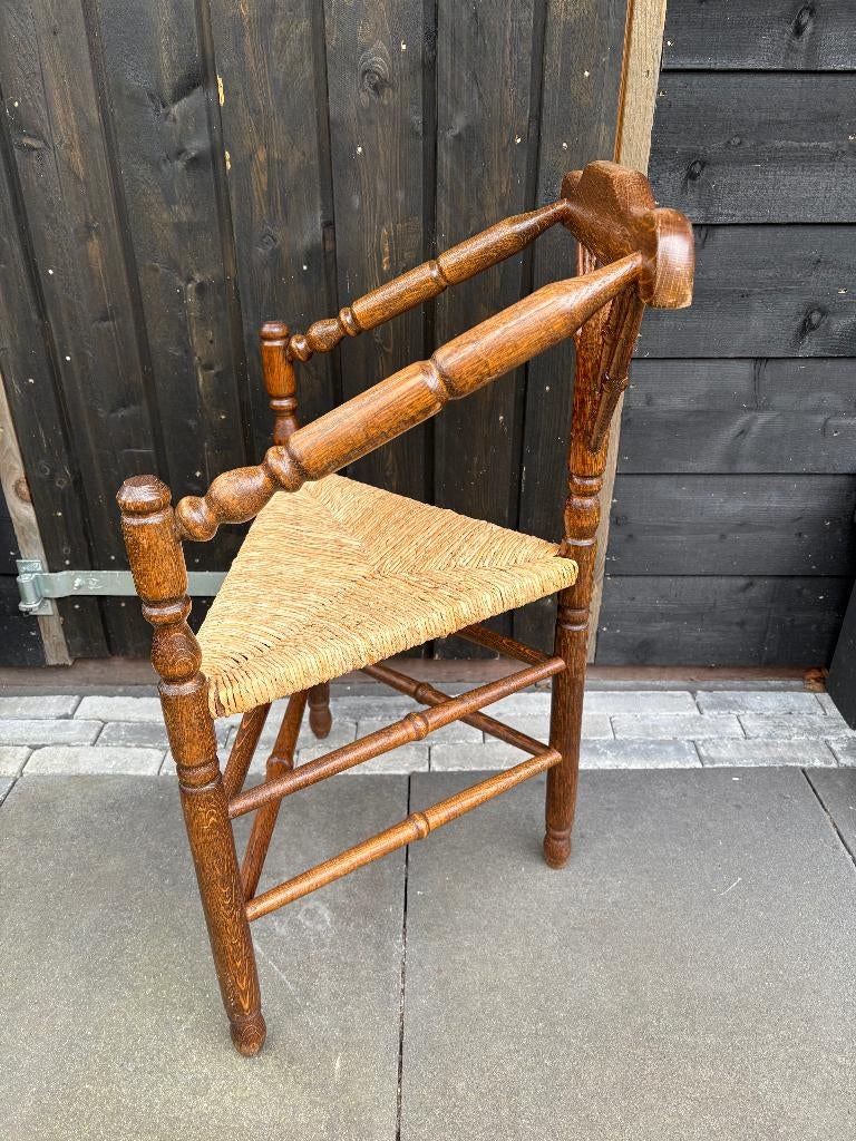 Antiek Hollands Houten Fauteuil met rieten zitting., Antiek en Kunst, Antiek | Meubels | Stoelen en Banken, Ophalen