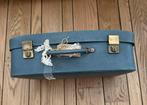 Unieke Vintage donkerblauwe Koffer, Sieraden, Tassen en Uiterlijk, Koffers, 50 tot 60 cm, Slot, Ophalen of Verzenden, Zo goed als nieuw