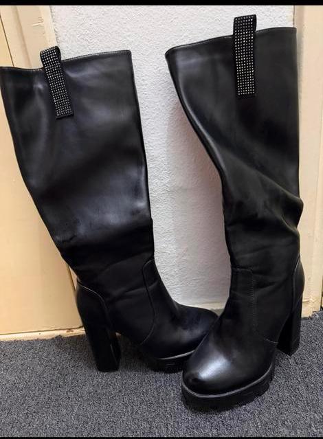 Zwarte Overknee Laarzen met Chunky Zool, Ophalen of Verzenden, Gedragen, Zwart, Hoge laarzen