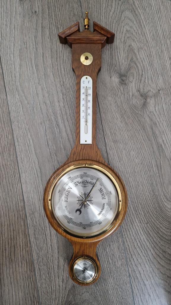 Vintage Weerstation met Barometer, Thermometer & Hygrometer, Audio, Tv en Foto, Weerstations en Barometers, Ophalen, Gebruikt