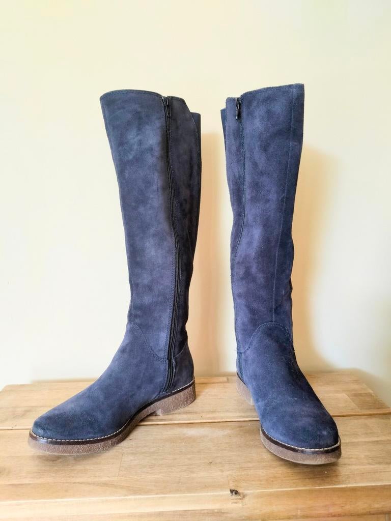 Hoge blauwe suède leren laarzen maat 38 - Zo goed als nieuw, Kleding | Dames, Schoenen, Ophalen of Verzenden, Zo goed als nieuw