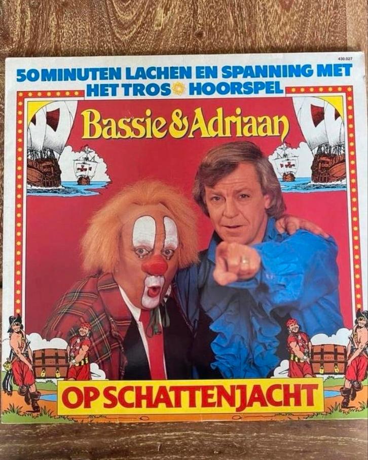 Bassie & Adriaan - Op Schattenjacht TROS Hoorspel Vinyl, Cd's en Dvd's, Vinyl | Kinderen en Jeugd, Gebruikt, Fotohoes, Verhaal of Sprookje
