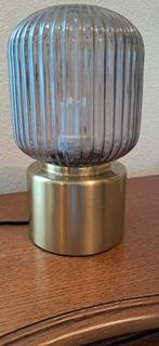 Deco Tafellamp met Bronzen Voet en Rookglas - 280s Stijl, Ophalen of Verzenden, Zo goed als nieuw, Glas, Art Deco, Modern, Vintage