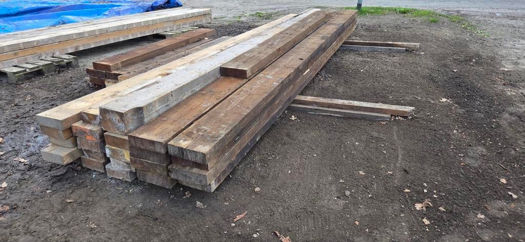 Houten balken diverse maten, Doe-het-zelf en Verbouw, Hout en Planken, Gebruikt, Balk, Vuren, 300 cm of meer, 50 mm of meer, Ophalen of Verzenden