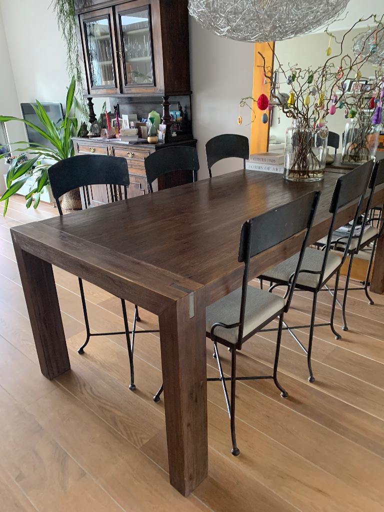 Eetkamertafel, Huis en Inrichting, Tafels | Eettafels, Ophalen, Gebruikt, 100 tot 150 cm, Teakhout