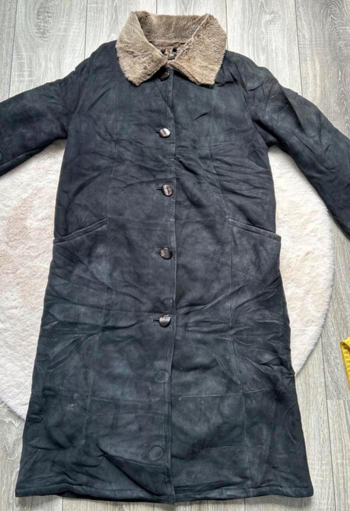 Boni Pelle shearling jas schapenvacht leren jas suede maat M, Kleding | Dames, Jassen | Winter, Gedragen, Maat 38/40 (M), Zwart