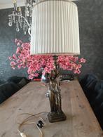 Antieke tafellamp brons  met beeld van vrouw, Antiek en Kunst, Ophalen of Verzenden