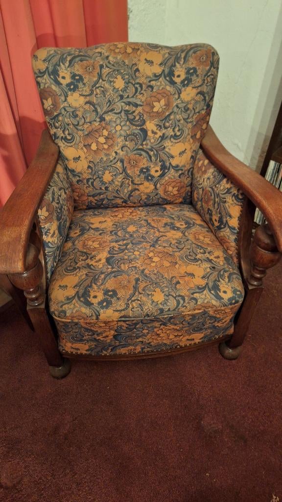 Fauteuil retro antieke met bloemenpatroon, Ophalen