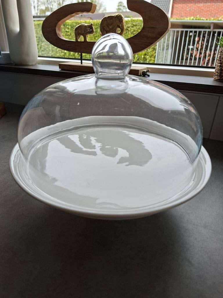 Taartplateau met glazen stolp compleet Dille en Kamille, Ophalen, Overige typen, Zo goed als nieuw, Steen/keramiek
