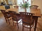 Teakhouten eetkamertafel met 6 GRATIS stoelen, Ophalen, Gebruikt, Teakhout, 200 cm of meer