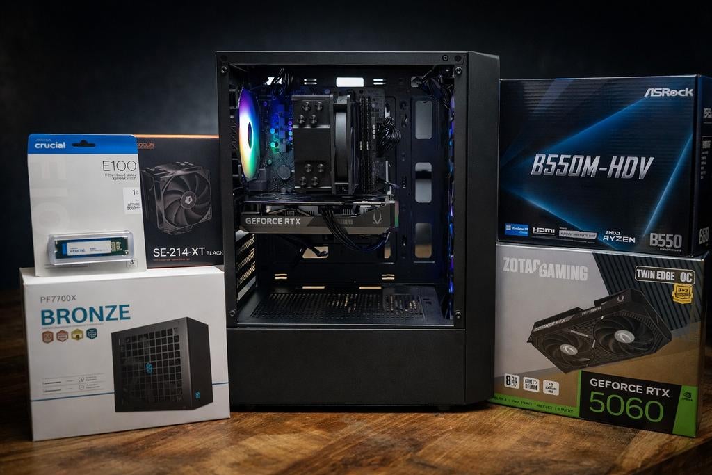 Krachtige Gaming PC – Ryzen 5 5600X / RTX 5060 – Garantie, 32 GB, PCmeneer, Zelf gebouwde pc, Zo goed als nieuw