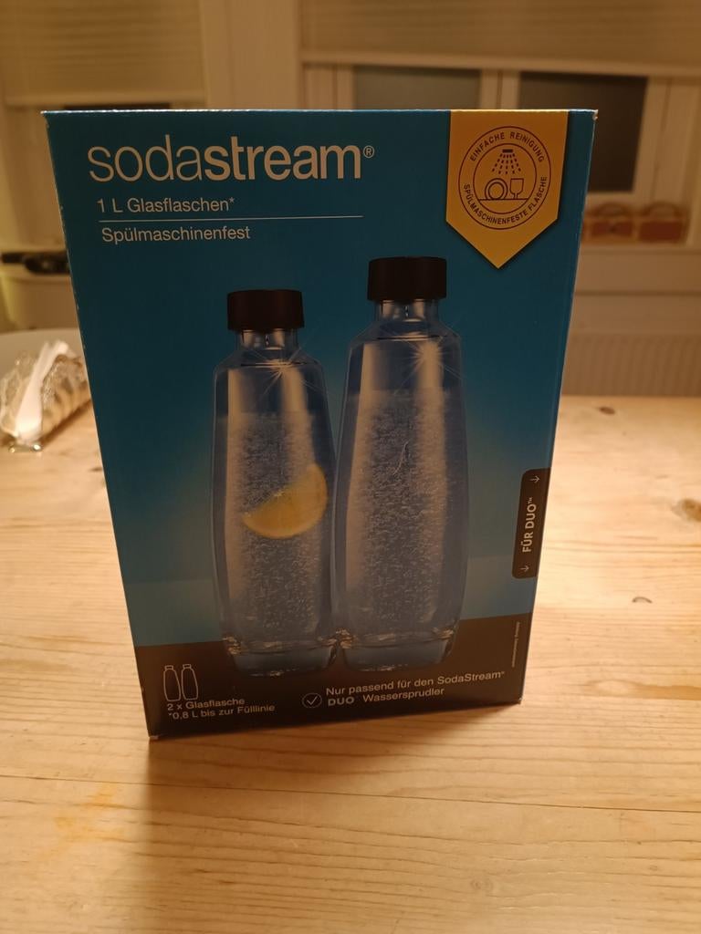 Sodastream flessen, glas, voor DUO, Huis en Inrichting, Keuken | Keukenbenodigdheden, Ophalen, Nieuw