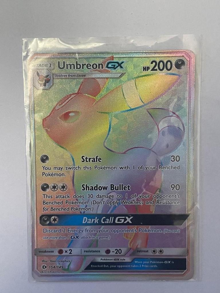 Pokemon Umbreon GX 154 Sun and Moon 2017, Ophalen of Verzenden, Nieuw, Losse kaart, Foil