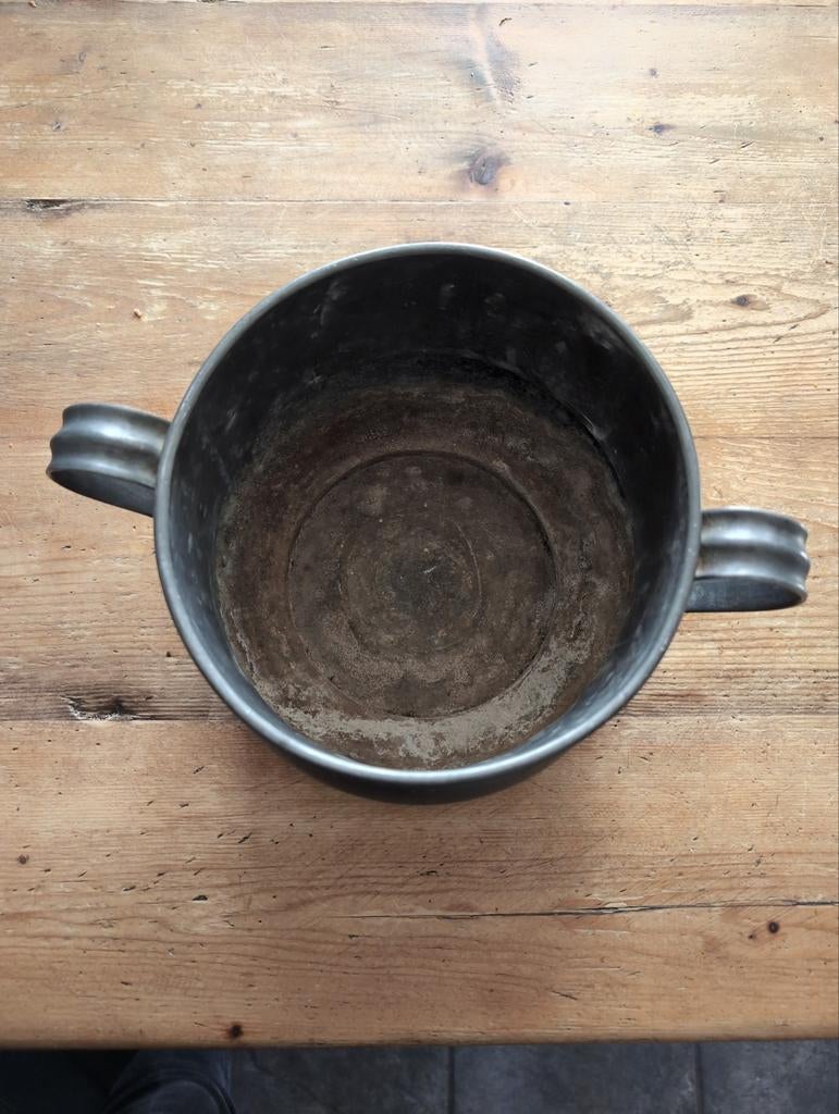 Grote tinnen pot met oren, Antiek en Kunst, Antiek | Tin, Ophalen of Verzenden