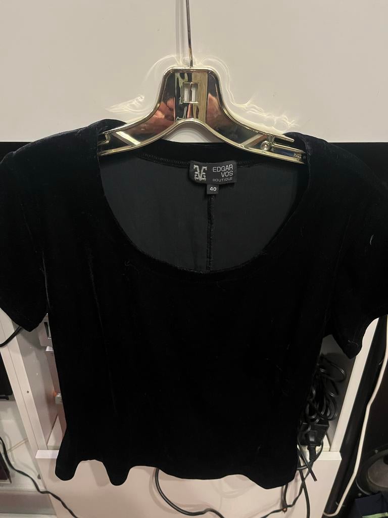 Edgar  Vos boutigue top,maat M(40),velour, Maat 38/40 (M), Zwart, Ophalen of Verzenden, Zo goed als nieuw
