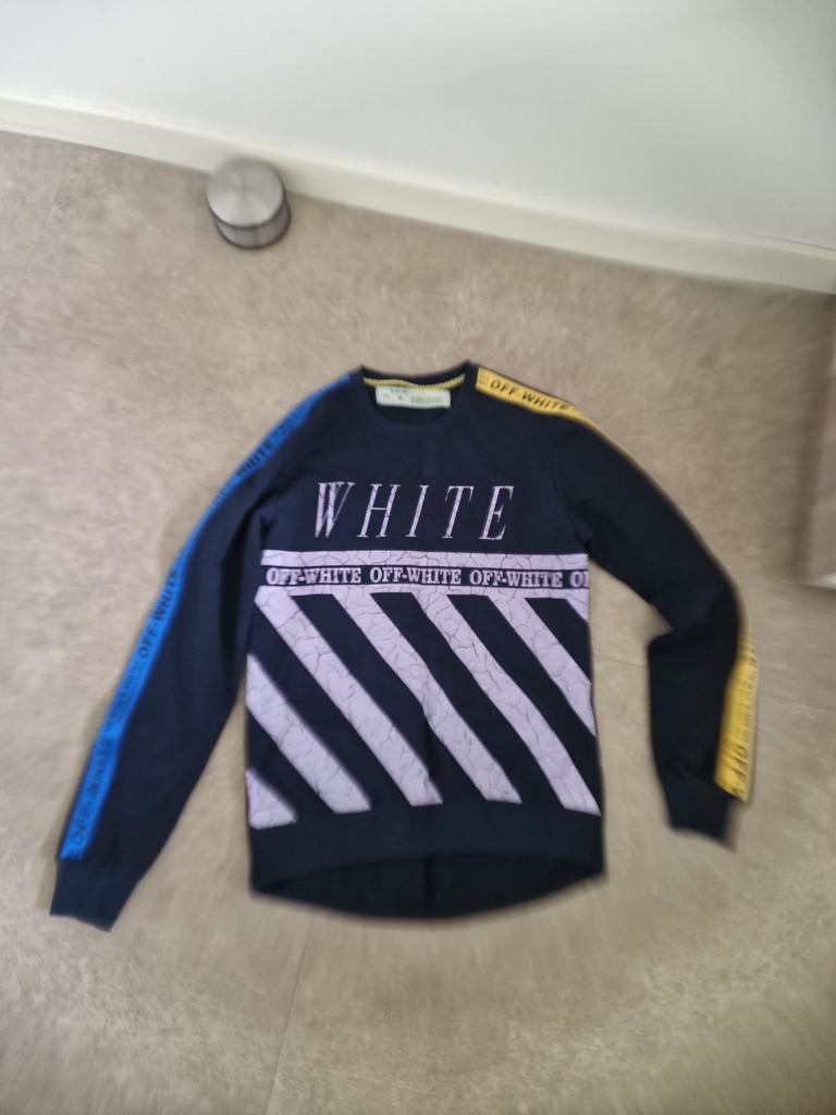 Off-White blauwe sweater, valt smal, maat M, Kleding | Heren, T-shirts, Off-White, Nieuw, Ophalen of Verzenden, Maat 48/50 (M)