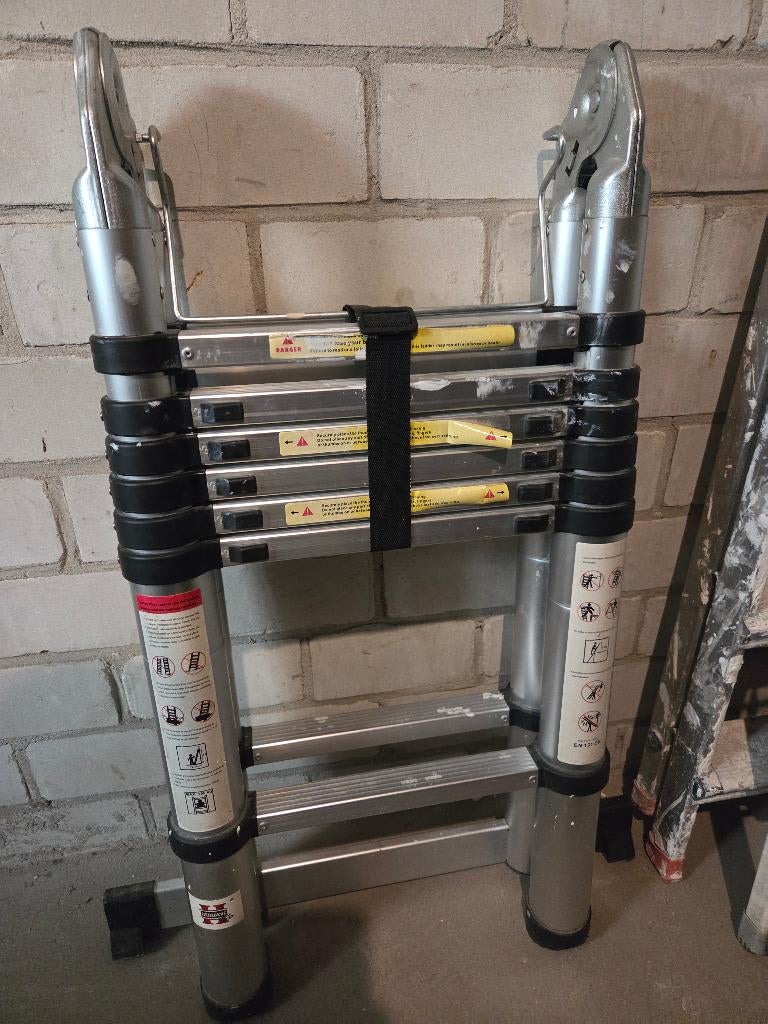 HERZBERG Telescopische Ladder 5m60, Ophalen, Gebruikt, Ladder, Opvouwbaar of Inschuifbaar