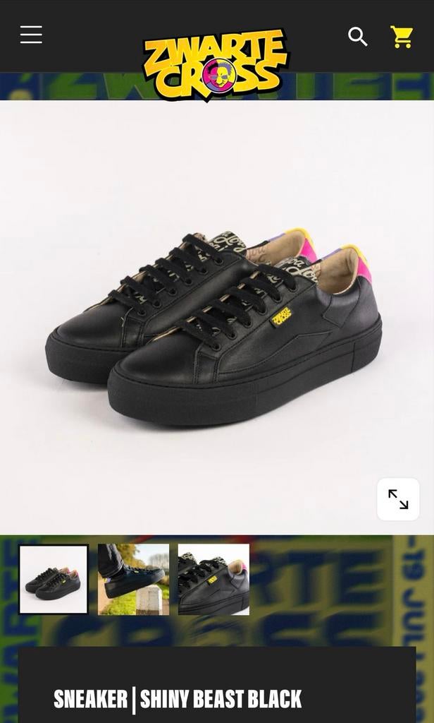 Zwarte Cross sneaker 'Shiny beast black' maat 42, Kleding | Dames, Schoenen, Ophalen of Verzenden, Zo goed als nieuw, Zwart, Sneakers of Gympen