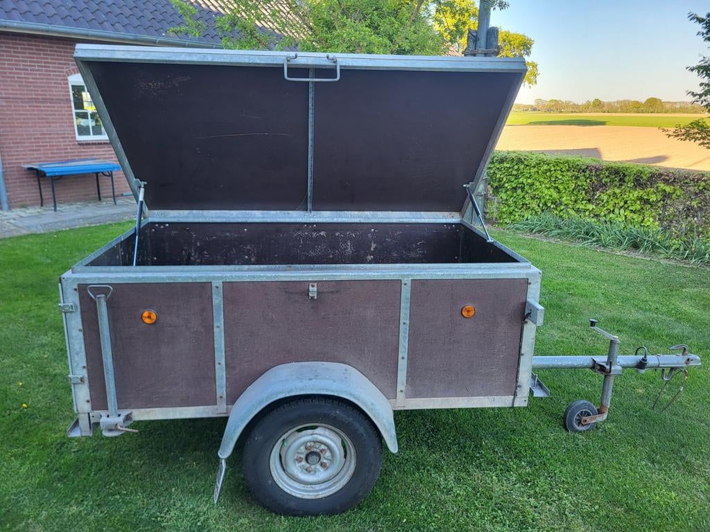 Aanhanger met boven- en achterklep, Ophalen of Verzenden, Gebruikt