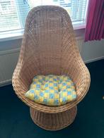 Rieten vintage stoel met kussen., Ophalen of Verzenden
