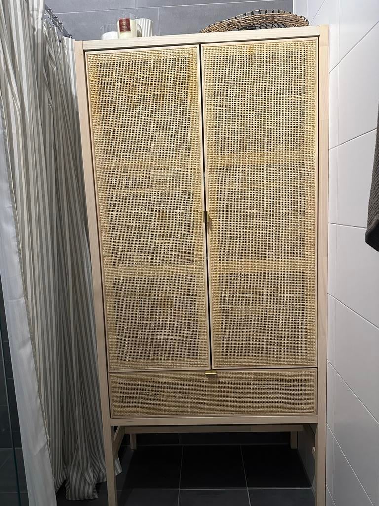 Kast naturel hout met webbing, Ophalen, Zo goed als nieuw