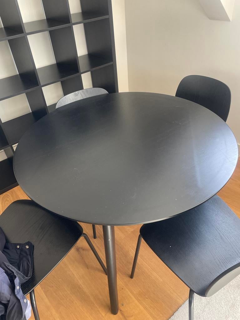 IKEA LISABO eettafel - Zwart, Gebruikt, 100 tot 150 cm, Rond, Ophalen of Verzenden