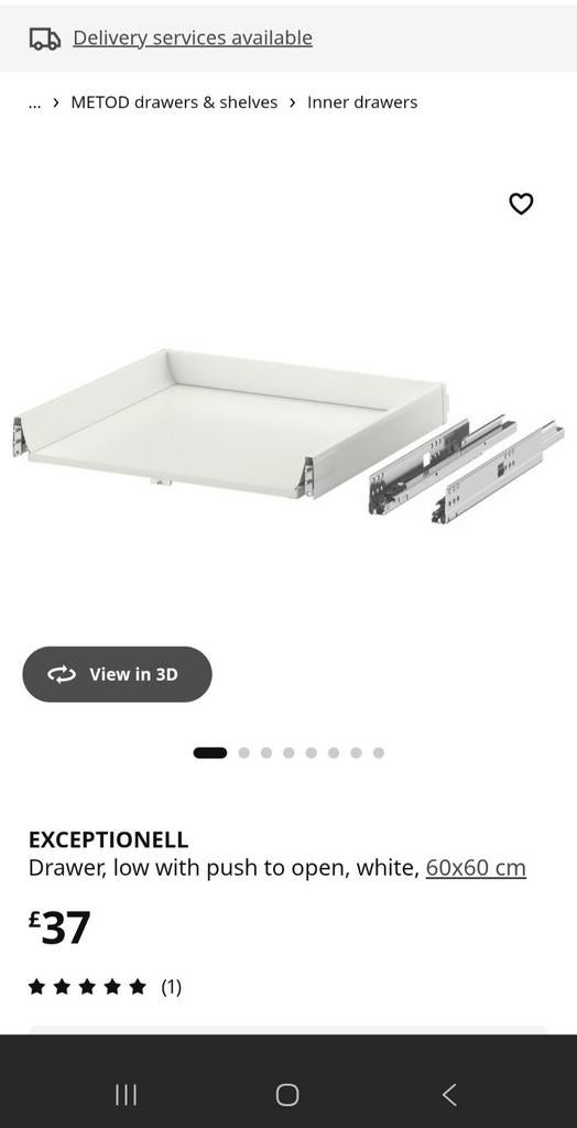 Nieuwe IKEA UTRUSTA/EXCEPTIONELL binnenlade 60x60 cm, Huis en Inrichting, Keuken | Keukenelementen, Ophalen, Wit, Nieuw, 50 tot 100 cm