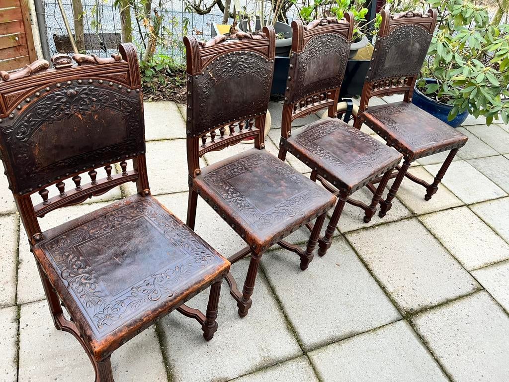 Mooie antieke kasteel woonkamer stoelen 4 x, Antiek en Kunst, Antiek | Meubels | Stoelen en Banken, Ophalen of Verzenden