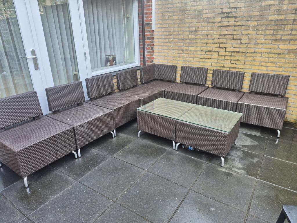 Wicker Loungeset - Modulair en Comfortabel, Tuin en Terras, Gebruikt, Meer dan 8 zitplaatsen, Ophalen of Verzenden, Loungeset
