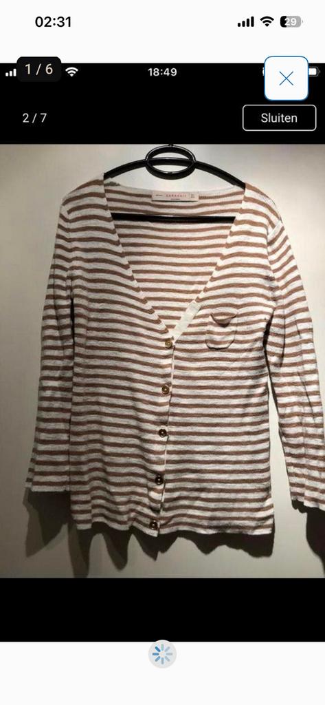 L - vest beige, witte streep - Zara, Ophalen of Verzenden, Zo goed als nieuw, Maat 42/44 (L), Beige