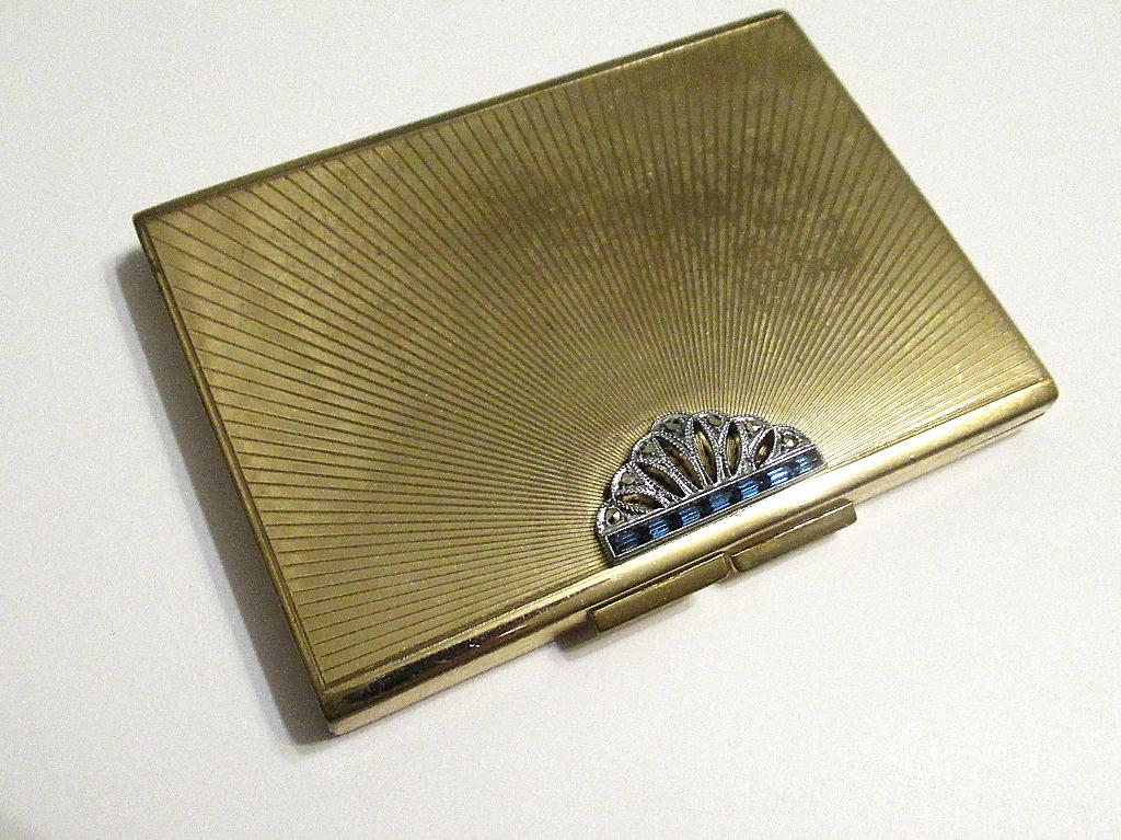 Art Deco vintage compact poederdoos van de jaren 40-50., Ophalen of Verzenden, Gebruikt