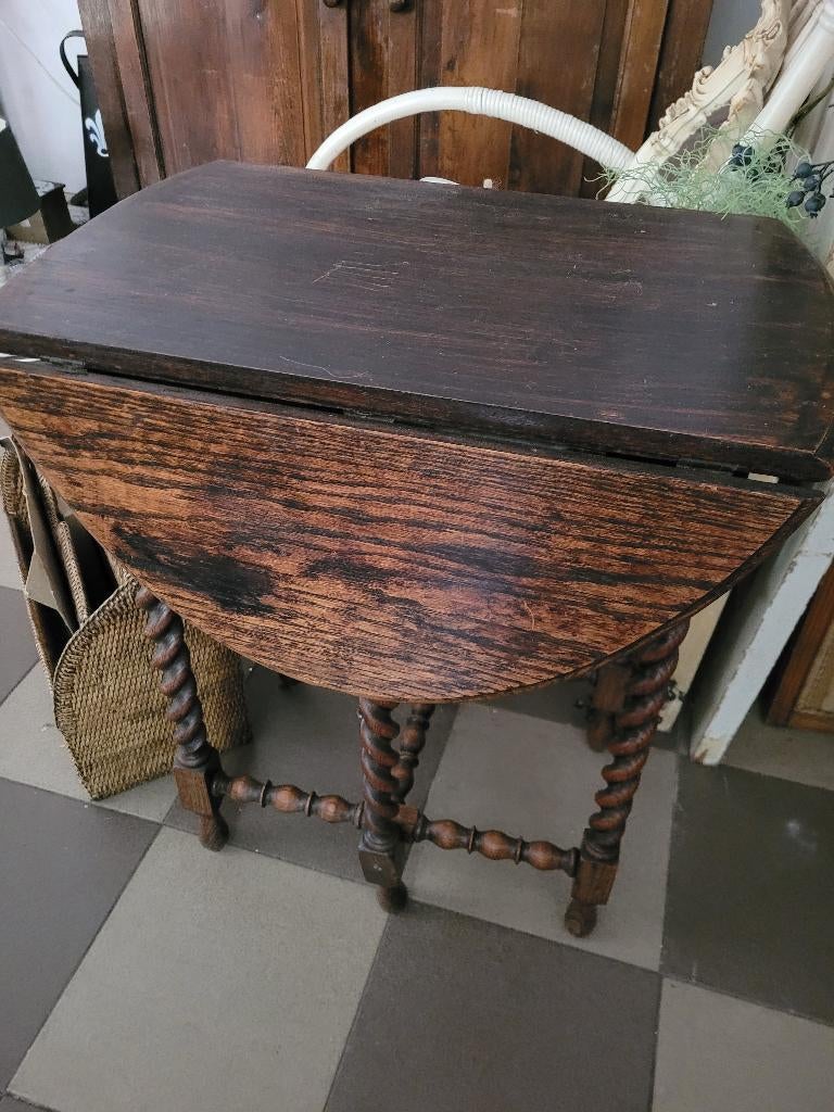 Antieke hangoor tafel, gateleg tafel vol hout, Ophalen