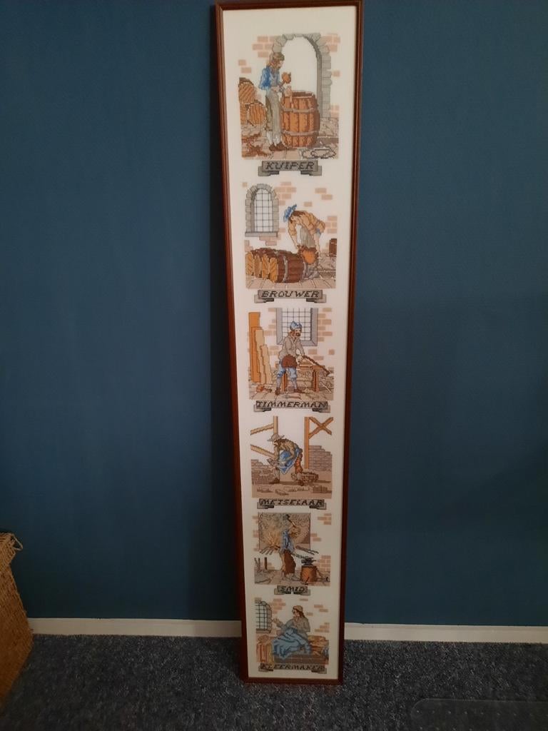 Ingelijst schellekoord met oude ambachten., Ophalen