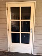 Hardhouten deur met kozijn en glas, Doe-het-zelf en Verbouw, Deuren en Horren, Ophalen, Gebruikt, 80 tot 100 cm, Buitendeur