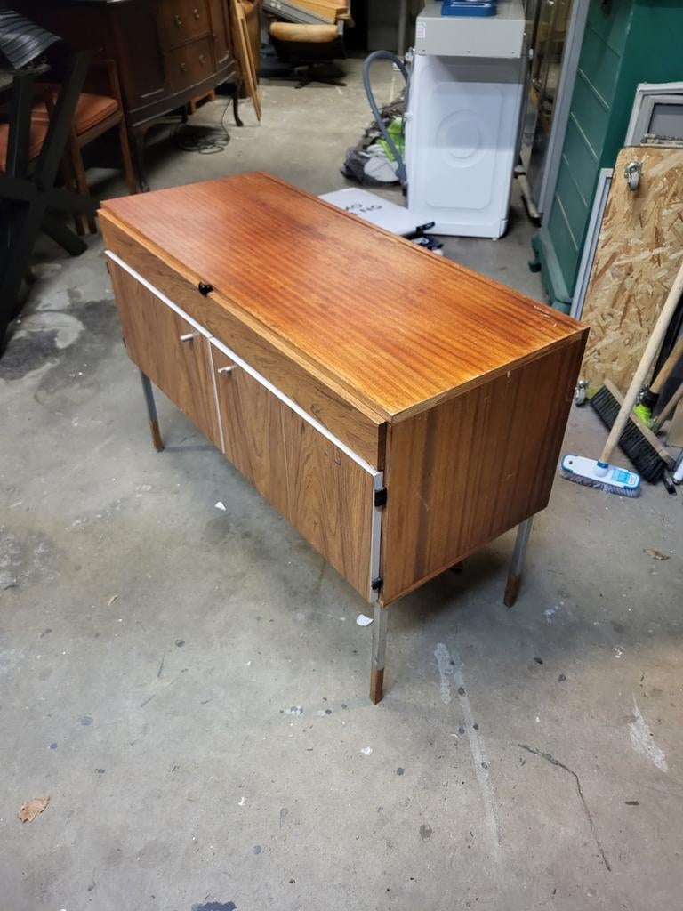 Vintage houten tv-kastje meubel opknapper, Ophalen of Verzenden, Gebruikt