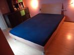 Grenen bed met auping spiraal en matras + beschermer, Ophalen, Verstelbaar, Tweepersoons, 140 cm