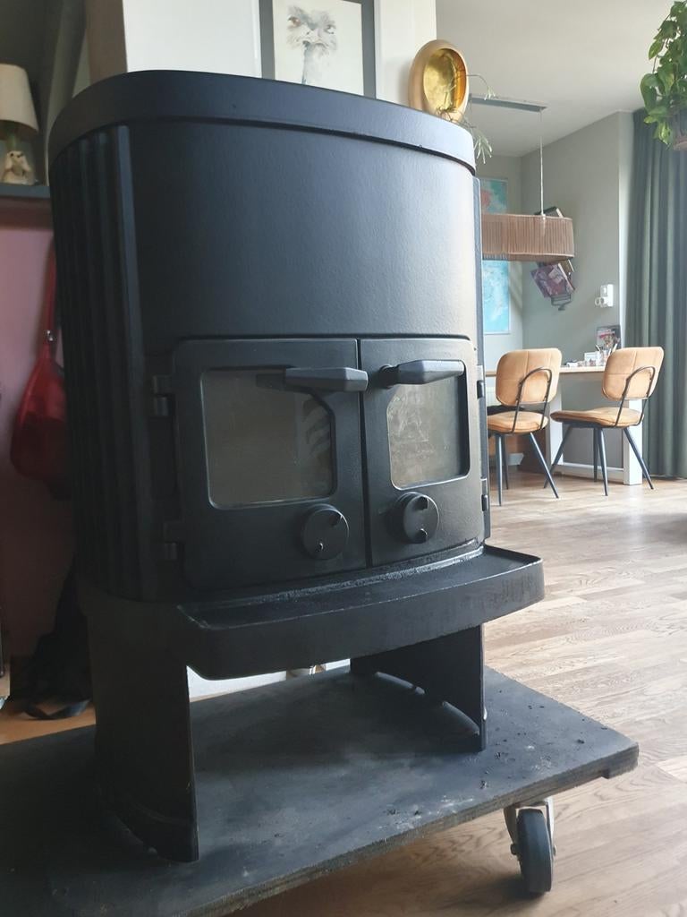 Morso 1124 houtkachel met waaier,dubbel deur en kookplaat, Ophalen, Gebruikt, Houtkachel, Vrijstaand