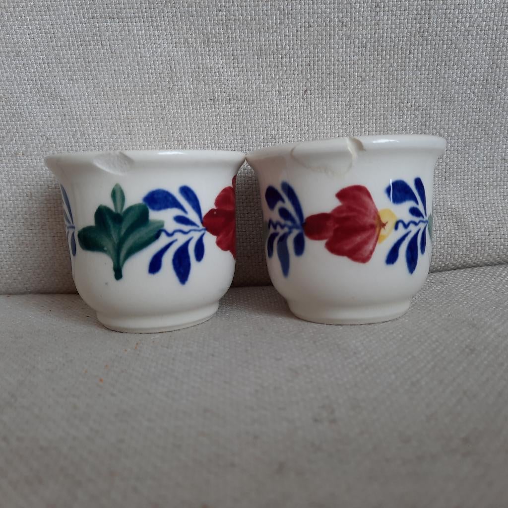 Boerenbont eierdorpjes - 2 stuks -, Huis en Inrichting, Keuken | Servies, Overige typen, Ophalen of Verzenden, Zo goed als nieuw