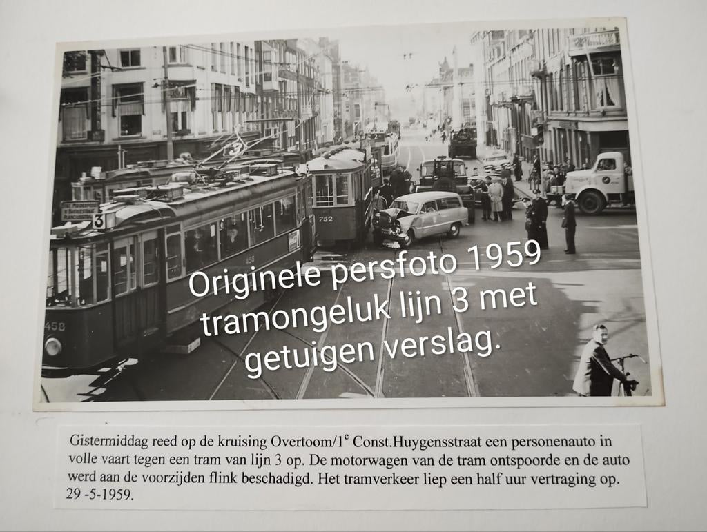 Nr. 2. Originele persfoto 1959 tram ongeval lijn 3, Verzamelen, Verzenden, Foto, Zo goed als nieuw, 1940 tot 1960