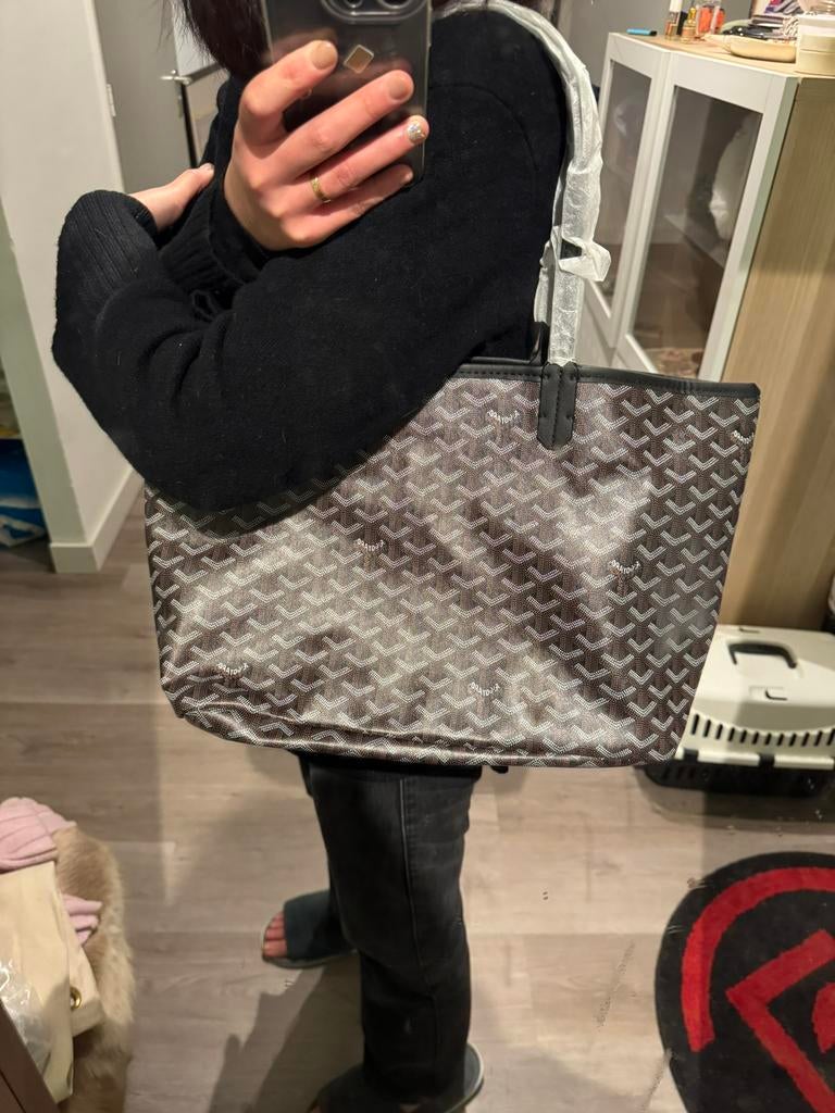 Goyard Bag Black Medium Canvas Tote Bag, Ophalen of Verzenden, Nieuw, Zwart, Shopper