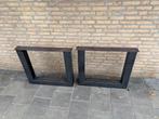 Zwart stalen U tafelpoten, Ophalen, Zo goed als nieuw, Rechthoekig, 50 tot 100 cm