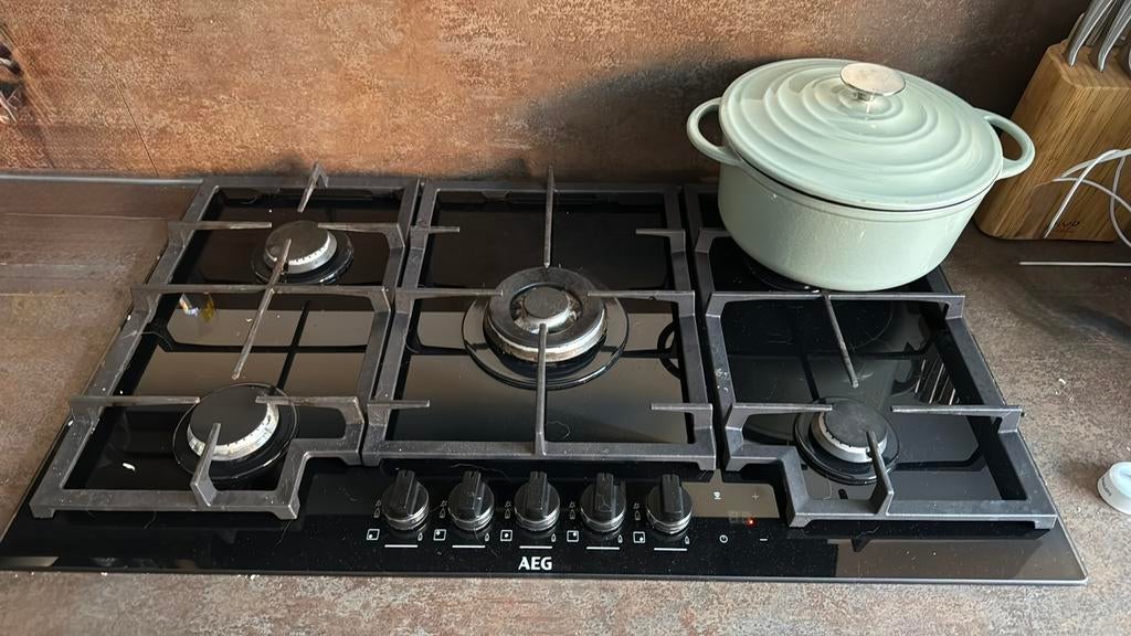 AEG gaskookplaat 5-pits, Witgoed en Apparatuur, Kookplaten, Gebruikt, Inbouw, Gas, 5 kookzones of meer, Ophalen